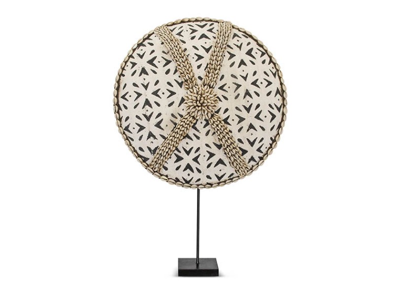 Bamileke Shield with Mudcloth and Cowrie Cross Bamileke Shield with Mudcloth and Cowrie Cross